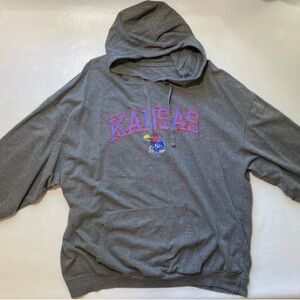 GOOD Mens Size XXL Kansas University Jayhawks Long Sleeve Hoodie Gray